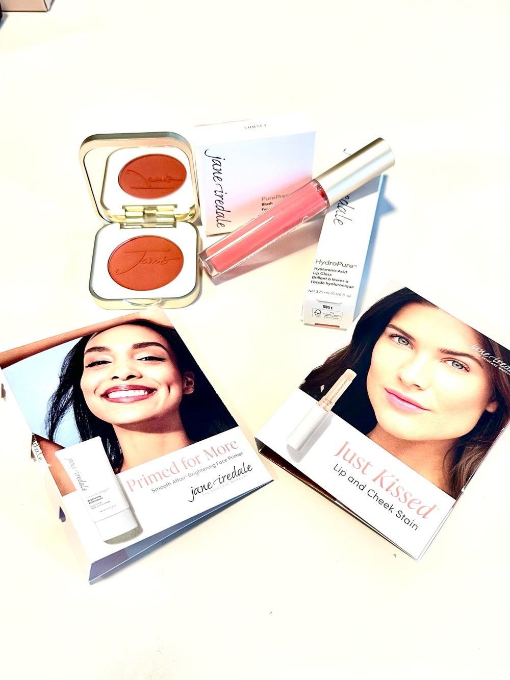 jane iredale Coral Cheek Duo & Pink Lip Gloss Set NIB NWT